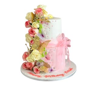 Pretty Pink Floral Cake