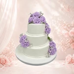 Lilac Floral Wedding Cake
