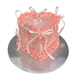 Vintage Pink Heart Cake