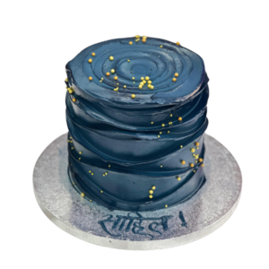 Navy Blue and Gold Wave Cake