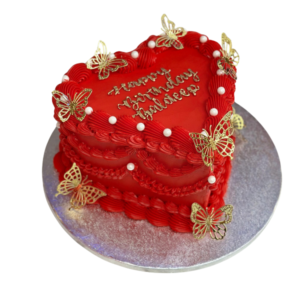 Red Hearts and Butterfly Cake