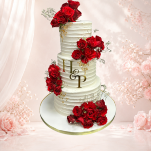 Red Bloom Wedding Cake