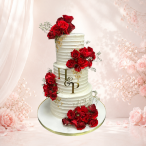 Red Bloom Wedding Cake